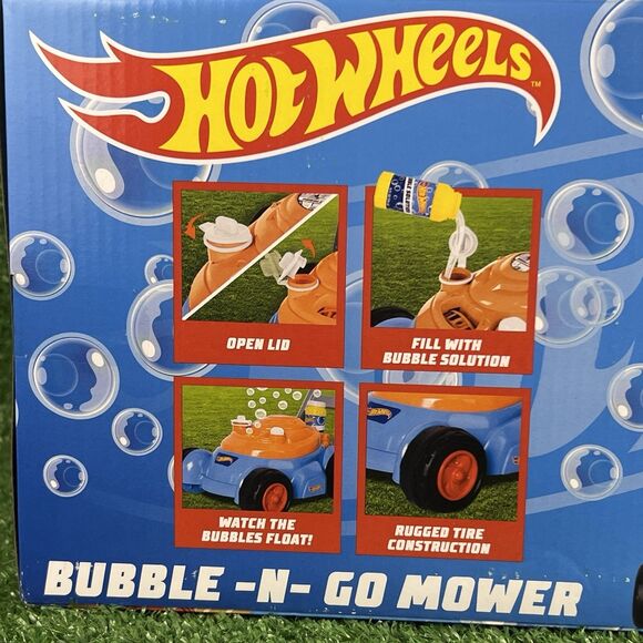 Hot Wheels Bubble Lawn Mower Toddlers Summer Toy Indoor Outdoor Garden Birthday - Picture 10 of 16